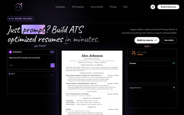 Screenshot of KyroGPT - Professional Resume Builder & ATS Optimizer