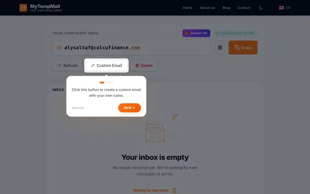 Screenshot of Temp Mail - Disposable Temporary Email Addresses