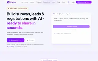 Screenshot of Wephora | Create powerful forms with AI