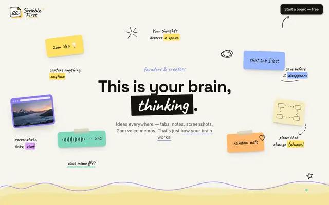 Screenshot of Scribble First — just scribble, AI takes it from there