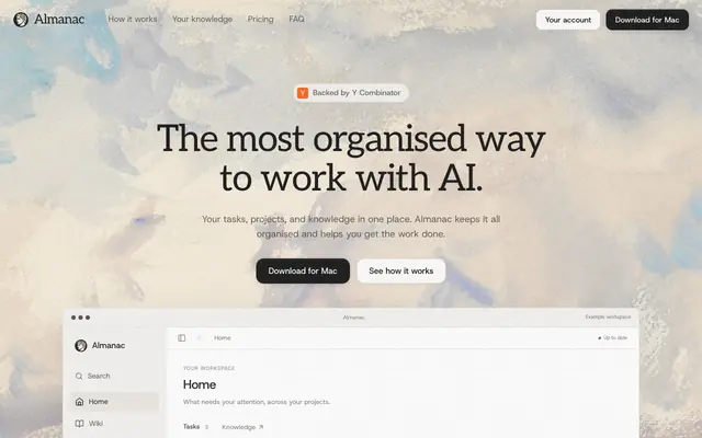 Screenshot of Almanac - hosted wiki and source library