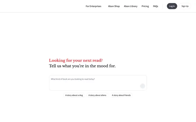 Screenshot of Best AI Tool for Story Writing | AlsonAI