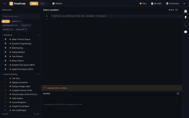 Screenshot of FreetCode — Free Algorithm Interview Prep