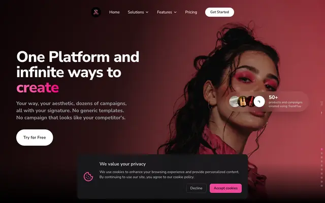 Screenshot of TrendYuu – AI Content Creation for Entrepreneurs & Business Growth