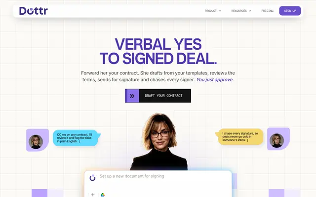 Screenshot of Dottr — Contracts at email speed