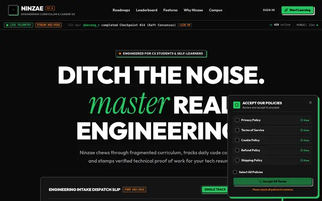 Screenshot of Ninzae - Master Modern Tech Skills
