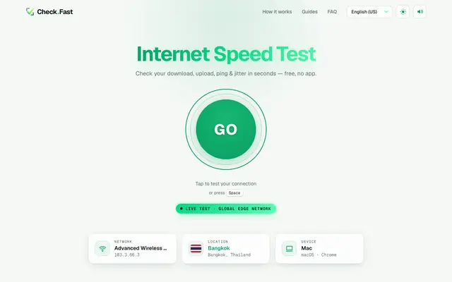 Screenshot of Internet Speed Test — Check Your Download & Upload Speed Free | Check.Fast