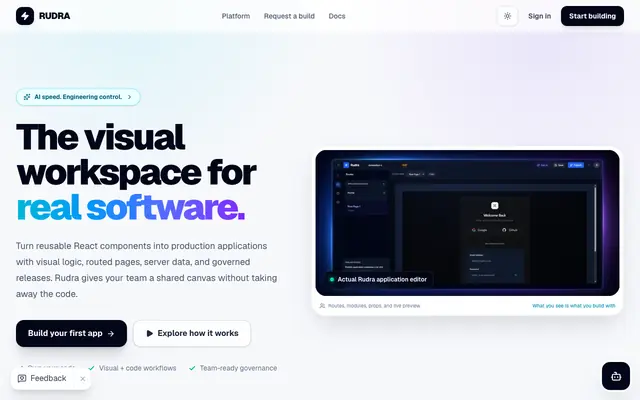 Screenshot of Rudra | The Full-Stack Visual Orchestration Platform