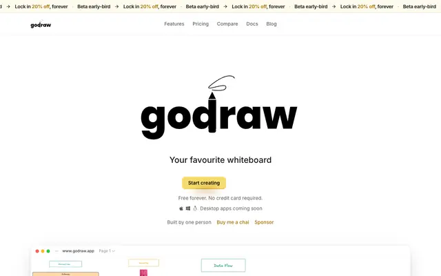 Screenshot of GoDraw: Free Online Whiteboard & Diagram Tool