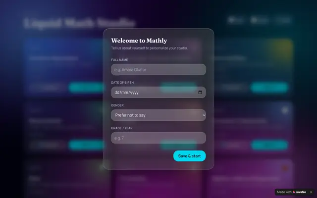 Screenshot of Mathly — Liquid Glass Math Studio