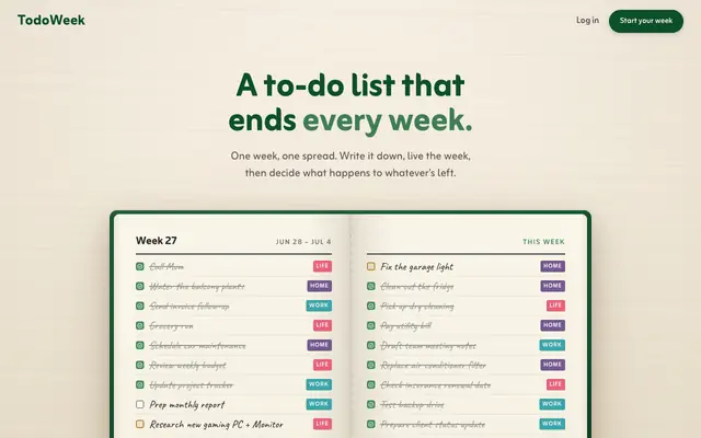 Screenshot of TodoWeek