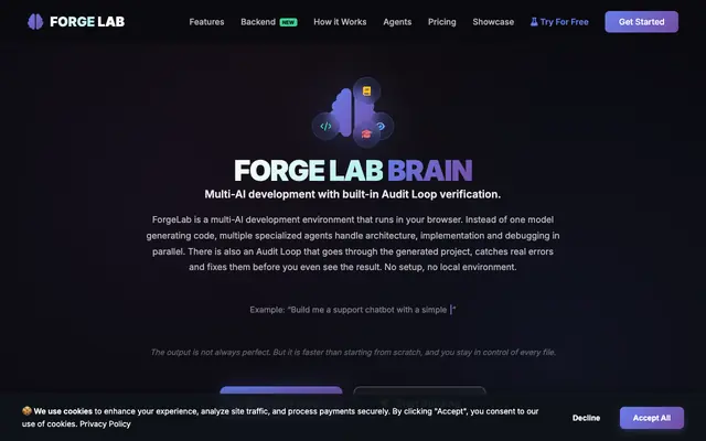 Screenshot of ForgeLab Brain – Multi-AI Development with Built-In Audit Loop Verification