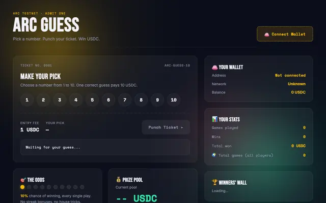 Screenshot of Arc Guess Game
