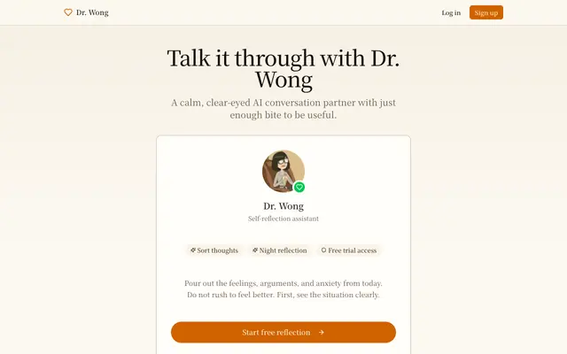 Screenshot of Dr. Wong | Emotional Journal and Self-Reflection