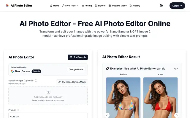 Screenshot of AI Photo Editor - Free AI Photo Editor Online, Edit Images No Sign-Up