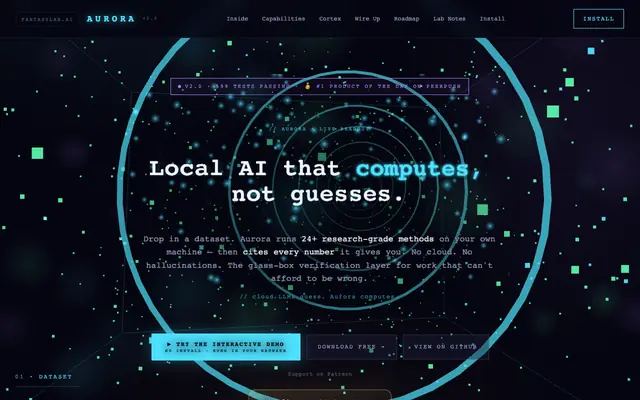 Screenshot of Aurora — Glass-Box Quantitative Intelligence | Local AI Verification Cortex