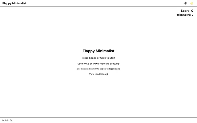 Screenshot of Flappy Minimalist | Web3 Flappy Bird Game
