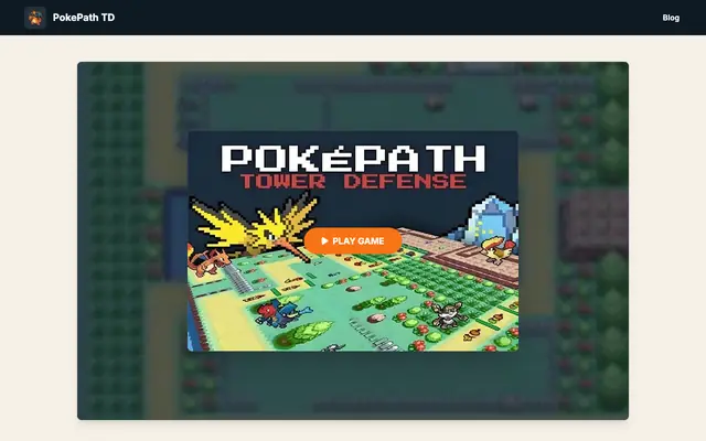 Screenshot of PokePath TD (Poke Path TD) — Play Online + Save Backup (Export/Import)