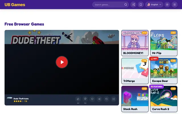 Screenshot of UB Games - Play Free Browser Games Online