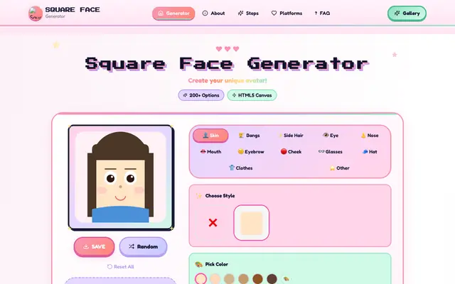 Screenshot of Square Face Generator – Free Square Face Shape Test Online