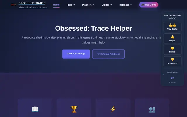 Screenshot of Obsessed Trace Calculator