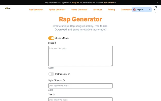 Screenshot of AI Rap Generator|Create Unique Rap Songs with Our Rap Maker