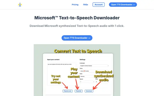 Screenshot of Microsoft TTS Downloader