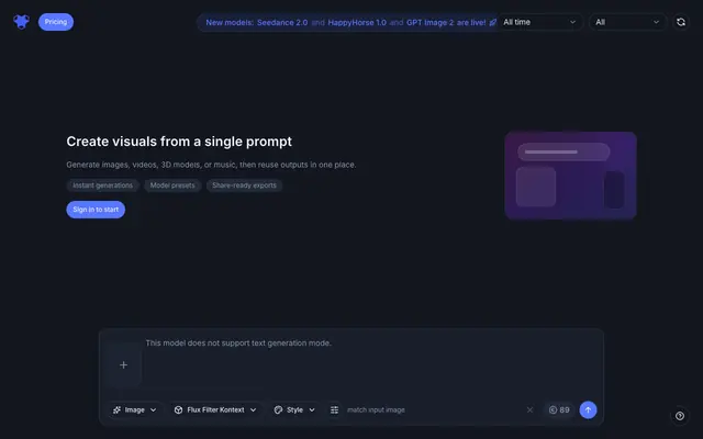 Screenshot of Generate | Indream