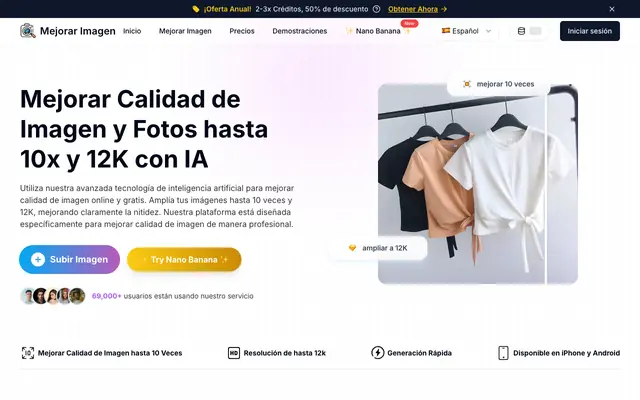 Screenshot of Mejorar Calidad de Imagen y Fotos Online Gratis con IA