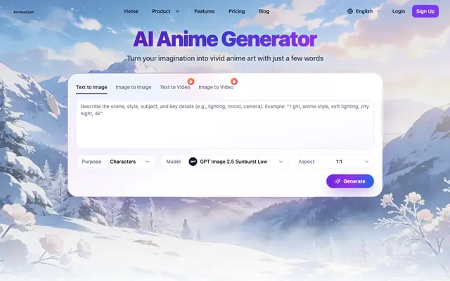 Screenshot of Free AI Anime Generator - AnimeGen