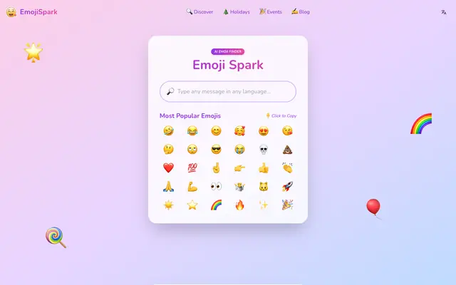 Screenshot of Emoji Spark ✨ | AI Emoji Finder: Search, Copy & Paste Emojis Easily | Unicode 17