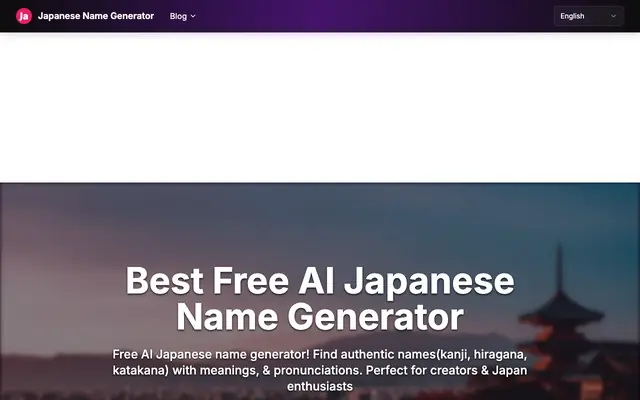 Screenshot of Best Free AI Japanese Name Generator (with Meanings&Pronunciation)