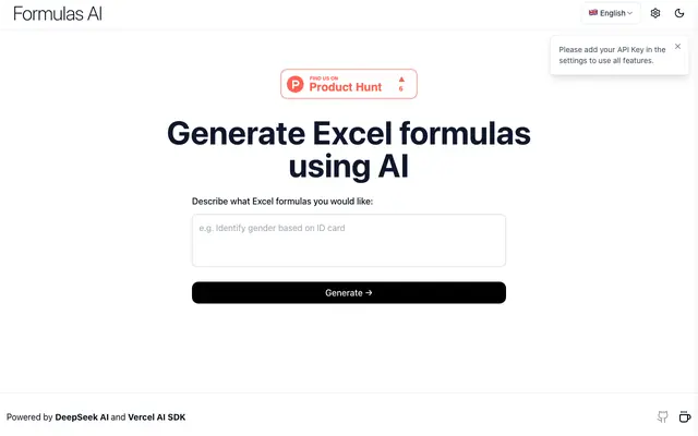 Screenshot of Formulas AI