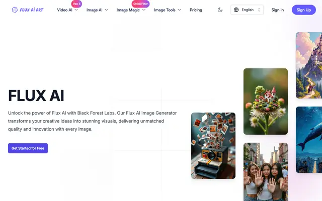 Screenshot of FLUX AI Online Free, AI Image, AI Video | fluxaiart