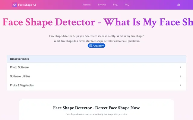Screenshot of Free Face Shape Detector: Use AI to Discover Your Face Shape