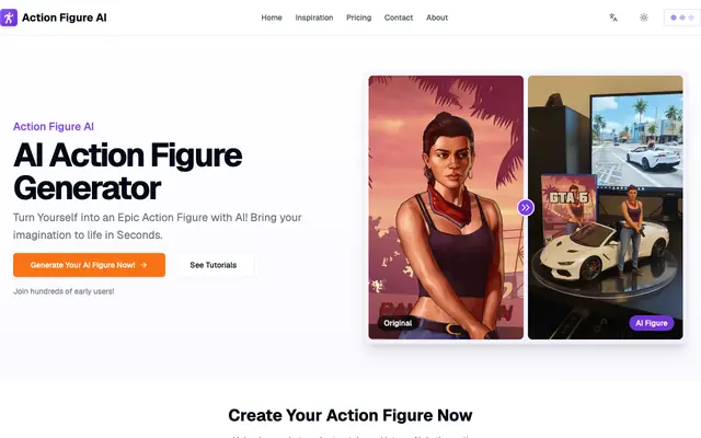 Screenshot of Action Figure AI | Turn Yourself into an Epic Action Figure with AI!