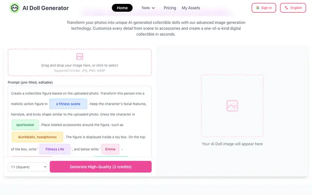 Screenshot of AI Doll Generator | Create Custom Personalized Dolls in Seconds