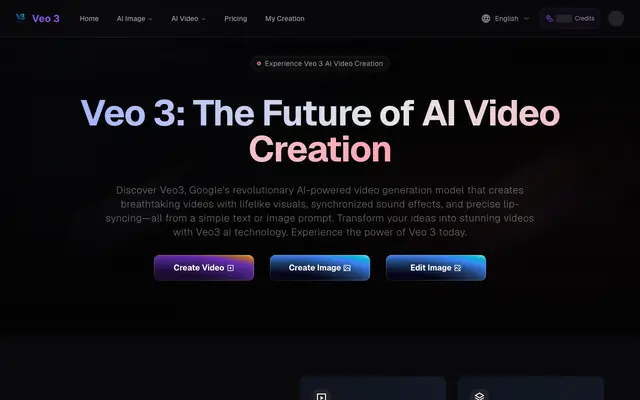 Screenshot of Veo 3 AI - Free Veo 3 AI Video Generator With Audio | veo3ai.org