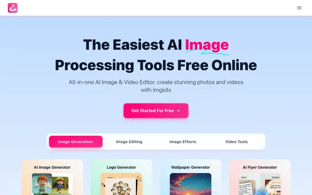 Screenshot of Imgkits | Top AI Image & Video Processing Tools Online
