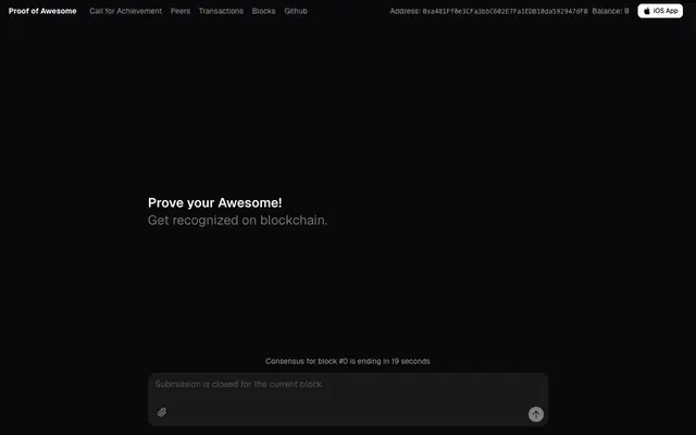 Screenshot of Proof of Awesome