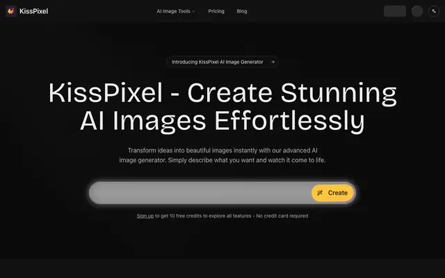 Screenshot of KissPixel - Create Stunning AI Images Effortlessly