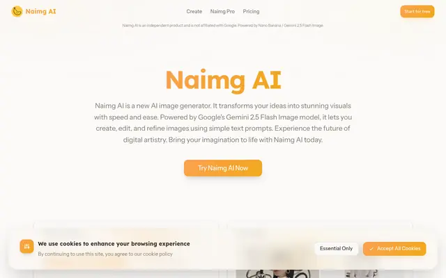 Screenshot of Naimg AI: AI Image Generator for Instant Creativity