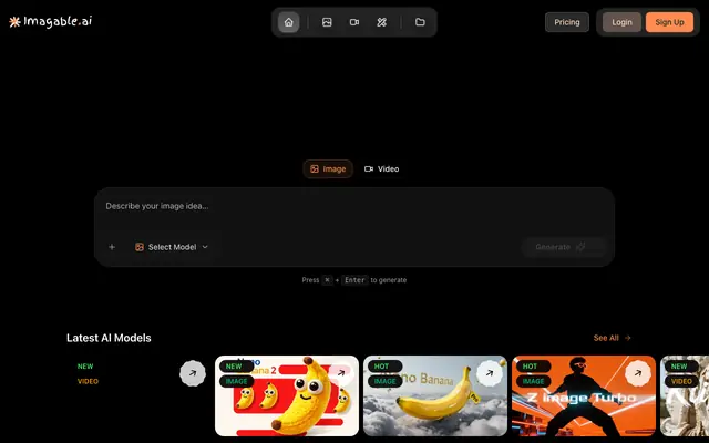 Screenshot of AI Image & Video Generator | Imagable