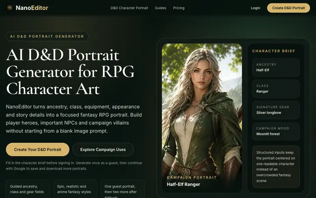 Screenshot of AI Character Generator Online for OCs, Games, and RPG Art