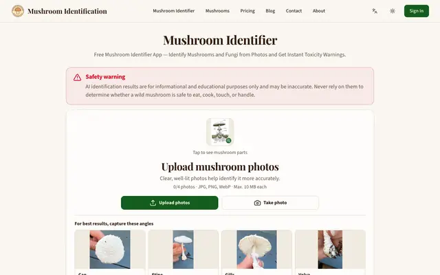 Screenshot of Mushroom Identifier - Fast & Accurate Mushroom Identification
