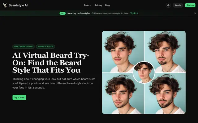 Screenshot of Beardstyle AI | Free Beard Style Changer & Virtual Try-On Online