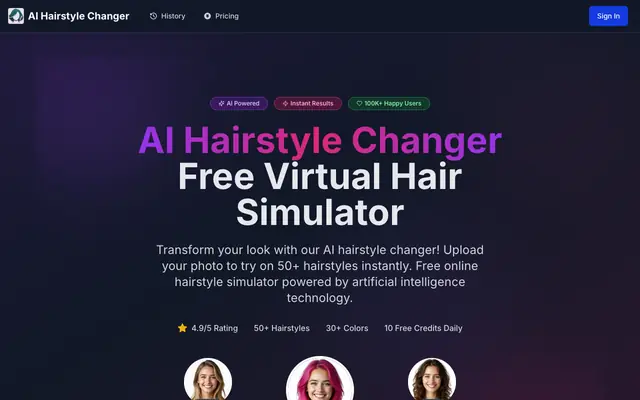 Screenshot of AI Hairstyle Changer – Try On Hairstyles with AI for Free