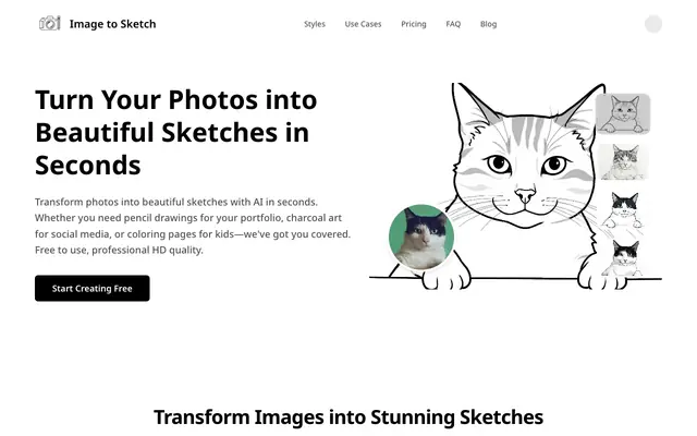 Screenshot of Photo to Sketch Converter Free Online - Image to Sketch AI Tool