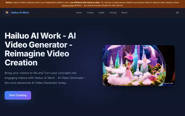 Screenshot of Hailuo AI Work - AI Video Generator - Reimagine Video Creation