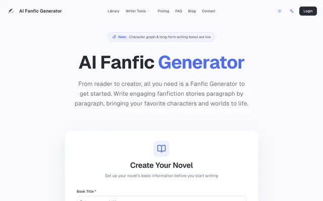 Screenshot of Create Amazing Fan Fiction Stories | AI Fanfic Generator